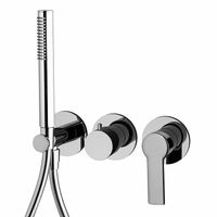 Смеситель для душа, Fima Carlo Frattini, Mast, тип открывания воды-однорычажный, монтаж-настенный встраиваемый, отверстия для монтажа-3, внутренняя часть-необходимо заказать, в комплекте-настенный кронштейн с водоснабжением, ручной душ-цилиндрической формы, ABS, с защитой от извести анти-кальк, гибкий шланг хромалюкс,мм-1500, цвет-хром арт-F3149X8CR — фото 1, Смеситель для душа