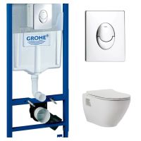 КОМПЛЕКТ Grohe + beWash: Инсталляция 38721001 Grohe Rapid SL + Vettern Унитаз подвесной с функцией биде с сиденьем микролифт белый глянец 82323601+EVB7382 GRH721VET601 — фото 2, Комплекты унитаз + инсталляция