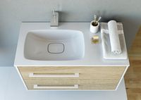 Товар: Подвесная левая тумба с двумя ящиками с умывальником из литьевого мрамора. Mai.01.09/L - фото 2 Подвесная левая тумба с двумя ящиками с умывальником из литьевого мрамора. Mai.01.09/L — фото 2, Тумбы с раковиной