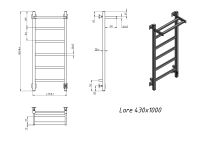 Полотенцесушитель электрический Grota Lore 430х1000 белый Lore 430х1000 RAL9016 EL — фото 4, Электрические полотенцесушители