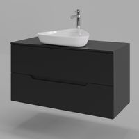 Orange Line Li-100TubMDF+B07-500W тумба с раковиной подвесная 100 см, черный/белый Li-100TubMDF+B07-500W — фото 1, Тумбы с раковиной