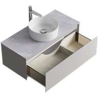 Товар: Подвесная тумба с одним ящиком 100 см, цвет серый туман со столешницей серый камень и наставным умывальником арт-GE01101ST+STG1014X456GS - фото 2 Подвесная тумба с одним ящиком 100 см, цвет серый туман со столешницей серый камень и наставным умывальником арт-GE01101ST+STG1014X456GS — фото 2, Тумбы с раковиной