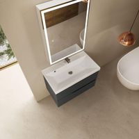 "S3" тумба под умывальник подвесная 80 см., цвет антрацит. арт-AQM900380GM — фото 3, Тумбы под раковину