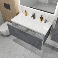 Тумба подвесная "БЛИСС-100 см" с 1 ящ. графит матовая (ум. Блисс-100 см.) арт-1010048 — фото 5, Тумбы под раковину