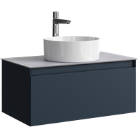 Подвесная тумба с одним ящиком 81 см, цвет серый со столешницей серый камень и наставным умывальником арт-GE01081GRM+STG814X476GS — фото 5, Тумбы с раковиной