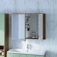 Зеркальный шкаф Бриклаер КРИСТАЛЛ 95 см, дуб гранж песочный арт-4627125417245 — фото 3, Шкафы для ванной