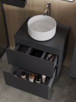 Orange Line Li-60TugMDF+B07-345W тумба с раковиной подвесная 60 см, графит/белый Li-60TugMDF+B07-345W — фото 3, Тумбы с раковиной