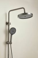 Душевая система с тропическим душем и смесителем BELZ, клавишный переключатель, оружейная сталь, арт-B25713-3 — фото 3, Душевые стойки