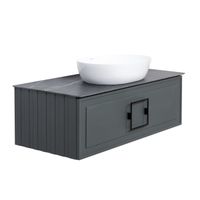 Тумба под раковину подвесная La Fenice Cubo FNC-01-CUB-G-100, серо-зеленая — фото 5, Тумбы под раковину