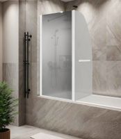 Шторка на ванну Parly 130x120, распашная, стекло матовое, профиль белый арт-F03F — фото 1, Шторки для ванной распашные