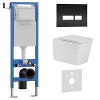 Комплект 3в1 IBERICA BLANCA инсталляция SILENCIO MINI, унитаз TOLEDO ALTO белый, кнопка смыва CRYSTAL-R черный глянцевый (IB.001M.TLA.234.2211) — фото 1, Комплекты унитаз + инсталляция