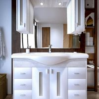 Комплект мебели для ванной Бриклаер , светлая лиственница/белый арт-БАЛИ 120 — фото 6, Комплекты мебели для ванной