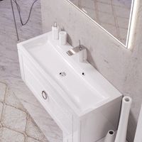 Товар: Подвесная тумба с одним ящиком в белом глянцевом цвете с умывальником из литьевого мрамора. арт-Inf.01.10/001 - фото 3 Подвесная тумба с одним ящиком в белом глянцевом цвете с умывальником из литьевого мрамора. арт-Inf.01.10/001 — фото 3, Тумбы с раковиной