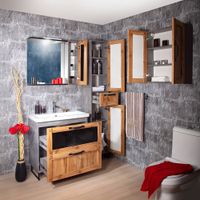 Тумба под раковину напольная Бриклаер ЛОФТ метрополитен грей, 70 см 4627125413407 — фото 4, Тумбы с раковиной