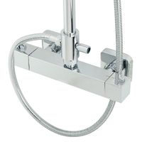 KVANT Душевой настенный гарнитур (см-ль д/душа термостат./колонна душ/верхн.душ/шланг/ручн.душ),хром 31859 — фото 2, Душевые гарнитуры