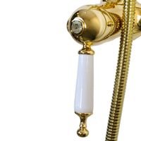 OXFORD Душевой настенный гарнитур (см-ль д/душа/колонна RETRO/верхн.душ/шланг/ручн.душ),золото арт-32873 — фото 6, Душевые стойки