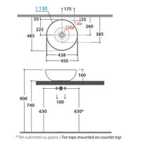 Раковина GLOBO T-EDGE на столешницу без отверстий цвет белый арт-B6T45BI — фото 3, Раковины накладные
