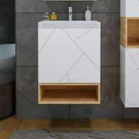 Товар: Тумба с раковиной и нишей Бриклаер КРИСТАЛЛ 50B, белый/дуб бунратти - фото 1 Тумба с раковиной и нишей Бриклаер КРИСТАЛЛ 50B, белый/дуб бунратти — фото 1, Тумбы с раковиной