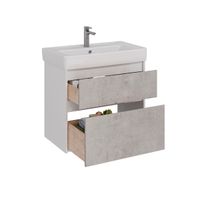 Тумба Lemark COMBI 80 см под 1 раковину, подвесная/напольная, 2 ящика, цвет фасада: Бетон, цвет корп арт-LM03C80T-Beton — фото 1, Тумбы под раковину