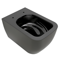 Унитаз Scarabeo TEOREMA 2.0 BICOLORS подвесной безободковый цвет черный матовый чаша внутри глянцевая арт-5126/TW B49 — фото 1, Подвесные унитазы