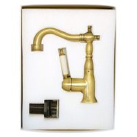 OXFORD См-ль д/раковины моноком., донный клапан "click-clack", ручка белая, бронза арт-19094 — фото 8, Смесители для раковины