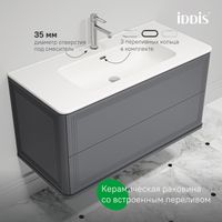 Тумба с умывальником, подвесная, 100 см, темно-серый, Oxford Neo, IDDIS, (OXN10D0i95K) — фото 1, Тумбы с раковиной