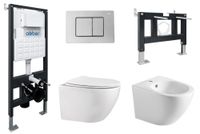 Комплект ABBER унитаз AC1100 белый с инсталляцией AC0105 и кнопкой AC0120 хром, биде AC1150 с инсталляцией AC0101P AC1100-AC0105-AC0120-AC1150-AC0101P — фото 1, Комплекты унитаз + инсталляция