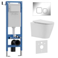 Комплект 3в1 IBERICA BLANCA инсталляция SILENCIO MINI, унитаз BURGOS ALTO белый, кнопка смыва ESTI-Q хром глянцевый (IB.001M.BRA.231.833) — фото 1, Комплекты унитаз + инсталляция