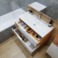 Комплект мебели для ванной Бриклаер , дуб золотой/белый арт-Форест 100B — фото 7, Комплекты мебели для ванной