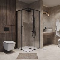 Душевое ограждение Niagara Nova NG-6828-34ВLACK (80х80х195) квадрат,черный матовый,двери раздвижные,стекло прозрачное,1 место NG-6828-34BLACK — фото 3, Квадратные душевые уголки