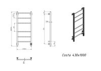 Полотенцесушитель электрический Grota Costa 430х1000 черный Costa 430х1000 RAL9005 EL — фото 2, Электрические полотенцесушители
