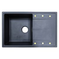 Кухонная мойка AZARIO Izmir 740х480х197 кварцевая, прямоугольная, сифон в комплекте, цвет Черный арт-CS00097684 — фото 7, Кухонные мойки