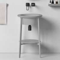 Консоль с керамической раковиной ABBER Bequem AC2130MG серый матовый — фото 1, Консоли для раковины