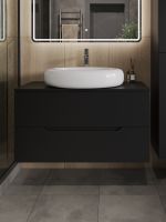 Orange Line Li-100TubMDF+B08-640W тумба с раковиной подвесная 100 см, черный/белый Li-100TubMDF+B08-640W — фото 3, Тумбы с раковиной