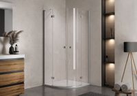 AQUARIUS R - 90 - SILVER BRILL PROFILE - TRANSPARENT арт-518640 — фото 1, Душевые уголки