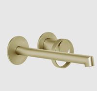 Смеситель для раковины, Gessi, Anello, тип открывания воды-однорычажный, тип регулирования воды-керамический картридж, монтаж-настенный встраиваемый, отверстия для монтажа-2, высота, мм-82, вынос излива, мм-175-205, тип излива-неподвижный, донный клапан-отсутствует, тип подводки-жесткая, стандарт подвода воды-1/2", внутренняя часть-необходимо заказать, цвет-Brushed Brass PVD арт-63383.727 — фото 2, Смесители для раковины