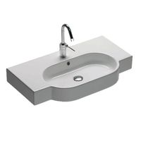 Раковина HATRIA AREA Y0UP01 подвесная или на тумбу с одним отверстием с переливом цвет белый — фото 1, Раковины накладные