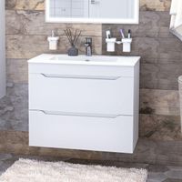 Товар: Тумба с раковиной Aquanet Практика 80 2 ящ. цв.белый матовый 00335760 - фото 2 Тумба с раковиной Aquanet Практика 80 2 ящ. цв.белый матовый 00335760 — фото 2, Тумбы с раковиной