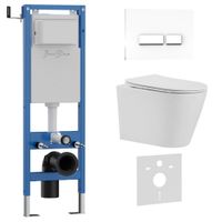 Комплект 3в1 IBERICA BLANCA инсталляция SILENCIO MINI, унитаз BURGOS ALTO белый, кнопка смыва CRYSTAL-R белый глянцевый арт-IB.001M.BRA.234.2210 — фото 1, Комплекты унитаз + инсталляция