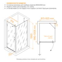 Душевой уголок RGW HO-045B (HO-011B + Z-050-2B + O-204B) 800x1000 арт-350604580-014 — фото 2, Прямоугольные душевые уголки
