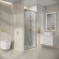 Дверь в нишу Niagara Nova NG-45-8ASG (80х195) распашная,золото сатин,стекло прозрачное,1 место — фото 5, Распашные душевые двери