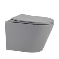 Унитаз ABBER Bequem AC1102MG подвесной серый матовый, безободковый — фото 1, Подвесные унитазы