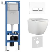 Комплект 3в1 IBERICA BLANCA инсталляция SILENCIO MINI, унитаз BILBAO ALTO белый, кнопка смыва CRYSTAL-R белый глянцевый (IB.001M.BLA.231.2210) — фото 1, Комплекты унитаз + инсталляция