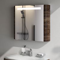 M30MCL0801NF Sensation, зеркало, зеркальный шкаф, левый, 80 см, с подсветкой, орех, текстурированная — фото 1, Зеркальные шкафы в ванную