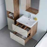 Тумба под раковину подвесная Бриклаер КРИСТАЛЛ латте, 60 см арт-4627125416927 — фото 7, Тумбы с раковиной