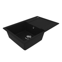 Кухонная мойка Lemark IMANDRA 760 врезная прямоугольная с крылом из кварцгранита, Антрацит арт-9910025 — фото 1, Кухонные мойки