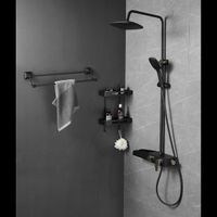 Душевая система AZARIO с поворотным изливом, керамический картридж, черный/золото арт-AZ-801-2 — фото 5, Душевые стойки