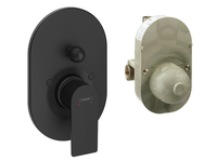 Смеситель для душа, Hansgrohe, Rebris E, тип открывания воды-однорычажный, тип регулирования воды-керамический картридж, монтаж-настенный встраиваемый, отверстия для монтажа-1, внутренняя часть-в комплекте, дивертер с переключателем вакуумного типа, цвет-черный матовый арт-72458670 — фото 1, Встраиваемые смесители для душа