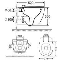 Унитаз подвесной Azario Keras 370х520х360 безободковый, с быстросъемным сиденьем микролифт, белый глянцевый арт-AZ-99046W — фото 11, Подвесные унитазы