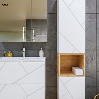 Товар: Тумба с раковиной и нишей Бриклаер КРИСТАЛЛ 70B, белый/дуб бунратти - фото 8 Тумба с раковиной и нишей Бриклаер КРИСТАЛЛ 70B, белый/дуб бунратти — фото 8, Тумбы с раковиной